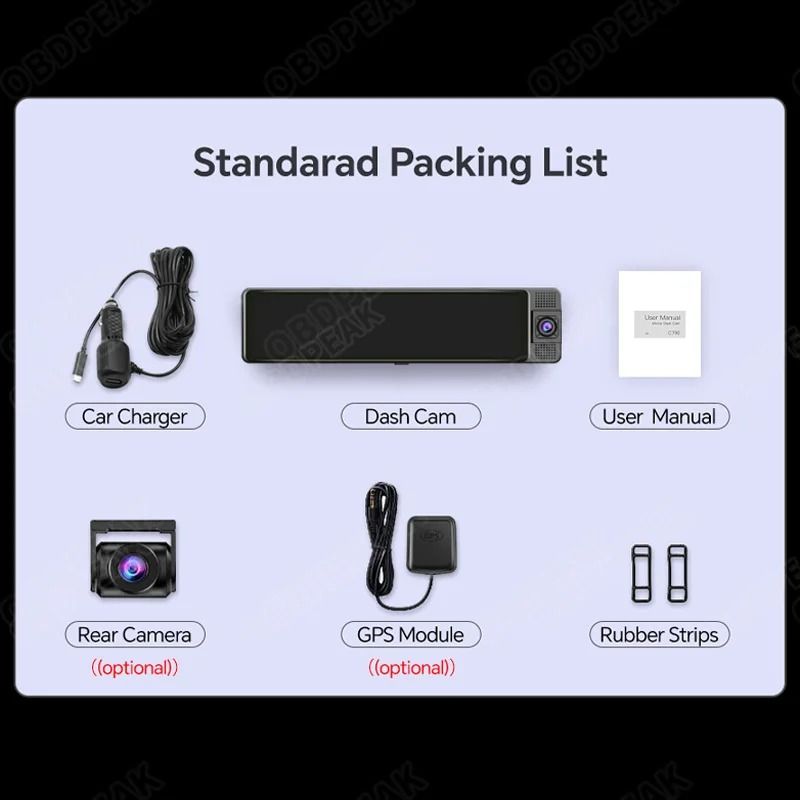 Triple Camera 4K Dash Cam with GPS and Night Vision