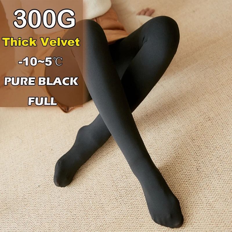 Women Thermal Leggings Fleece Lined Tights High Waist Fake Translucent Pantyhose