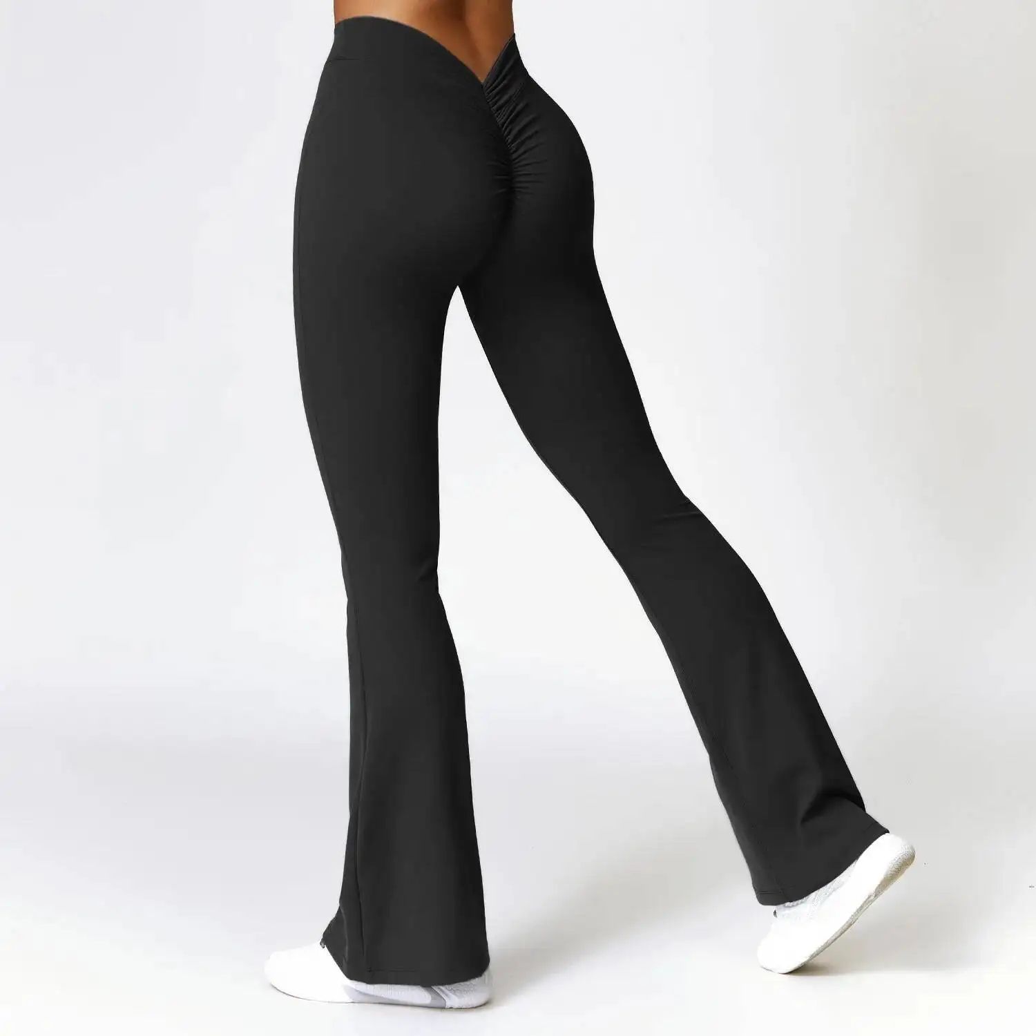 Women's High-Waist V-Shape Flare Yoga Pants – Stretch Wide Leg Gym & Dance Leggings