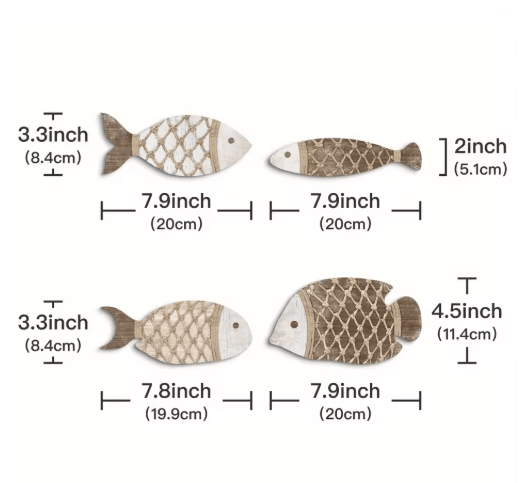 OceanCharm Tropical Fish Wooden Wall Art Set – Rustic Nautical Coastal Decor