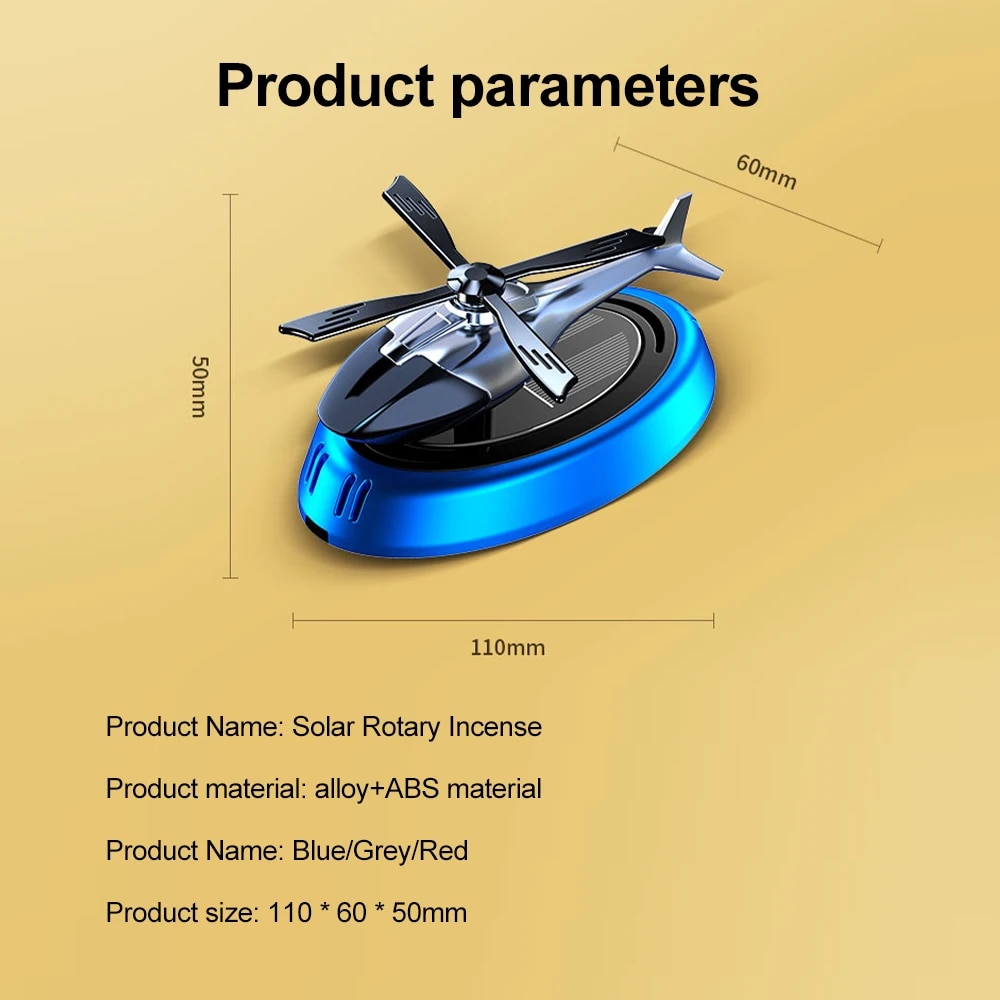 Solar Aromatherapy Car Air Freshener: Rotation Helicopter Design