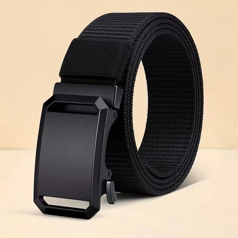 Men Tactical Canvas Belt Automatic Buckle Military Style Outdoor Workwear Belt