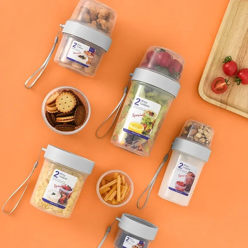 All-in-One Oatmeal Container & Yogurt Cup with Toppings Bento Lunch Box
