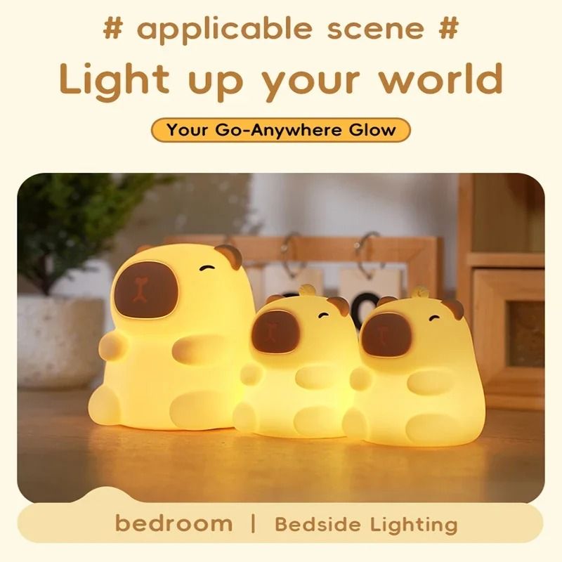 Capybara Cute Night Light and Squishy Silicone Lamp