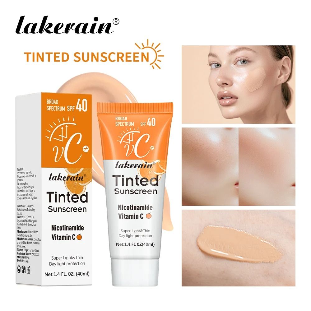 SPF40 Tinted Moisturizing Vitamin C Sunscreen Refreshing UV Skin Protection and Anti-Aging Cream