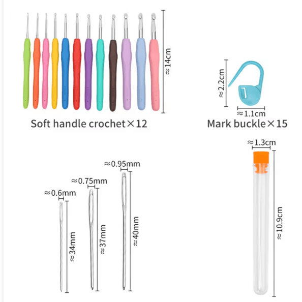 Ergonomic Extra-Long Crochet Hook Set – Complete Beginner Crochet Kit with Case