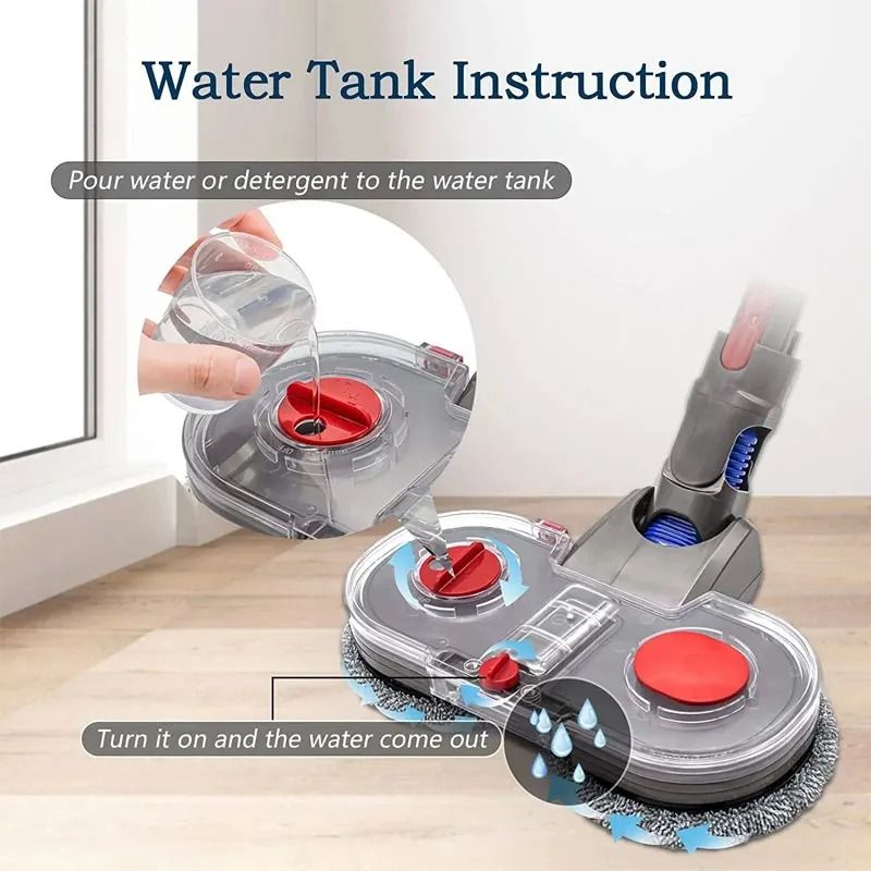 Electric Mop Head Kit Compatible with V7 V8 V10 V11 V15 Vacuum Models with Water Reservoir and Cleaning Cloths