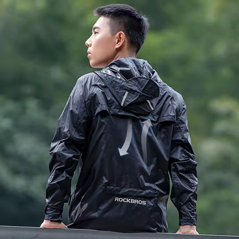 Mens Waterproof Cycling Jacket Reflective Hooded Windbreaker