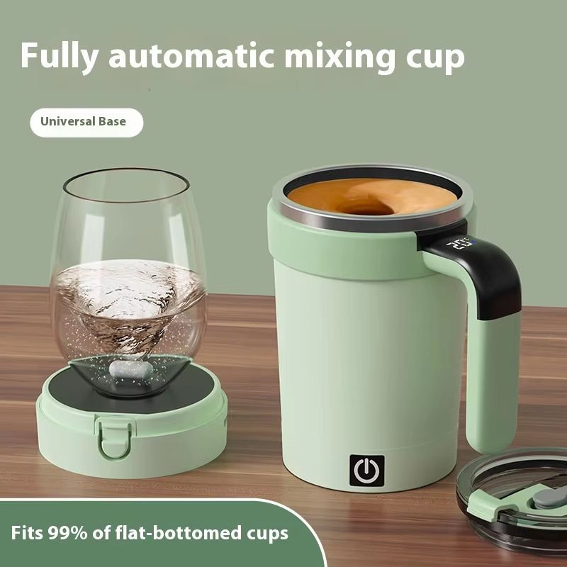 Smart Magnetic Temperature-Measuring Automatic Stirring Cup Portable Electric Coffee and Milkshake Mixer