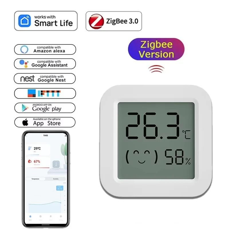 Tuya Smart Temperature & Humidity Sensor – Wireless BT 5.0 Indoor Hygrometer for Home Automation