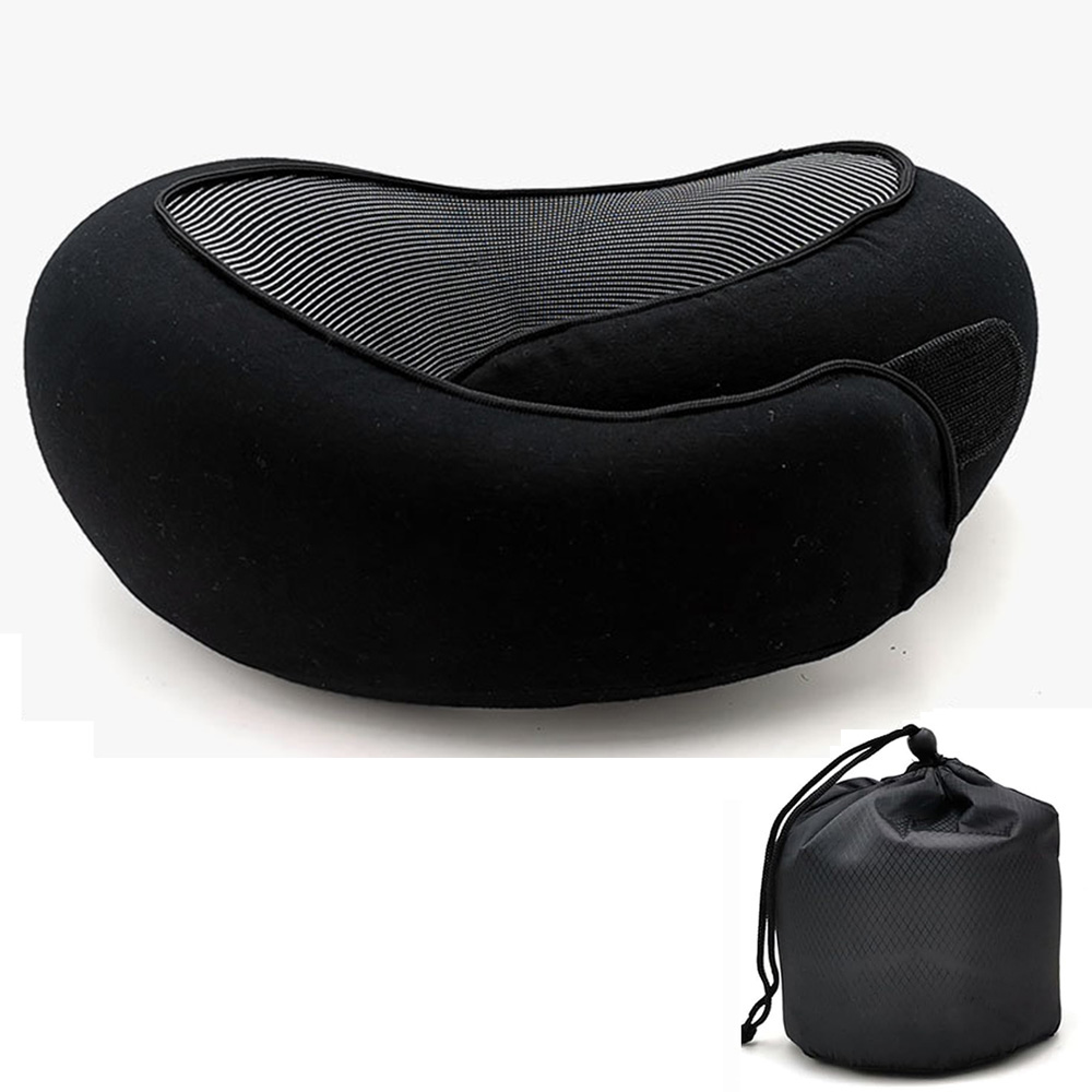 Memory Foam Travel Neck Pillow, U-shaped Snail Style Neck Support, Adjustable Portable Soft Noon Break Sleep Pillows