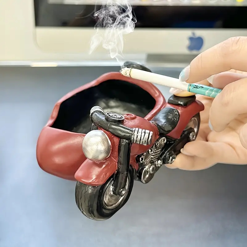 Vintage Motorcycle Ashtray Decorative Desk Piece for Smokers and Car Enthusiasts
