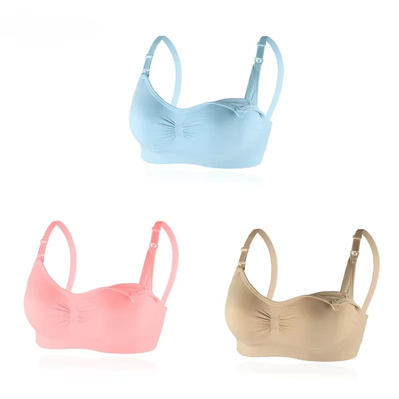 Front Buckle Maternity Bra – Wireless Non-Sagging Nursing Bra with Sports Pads for Pregnant & Breastfeeding Moms
