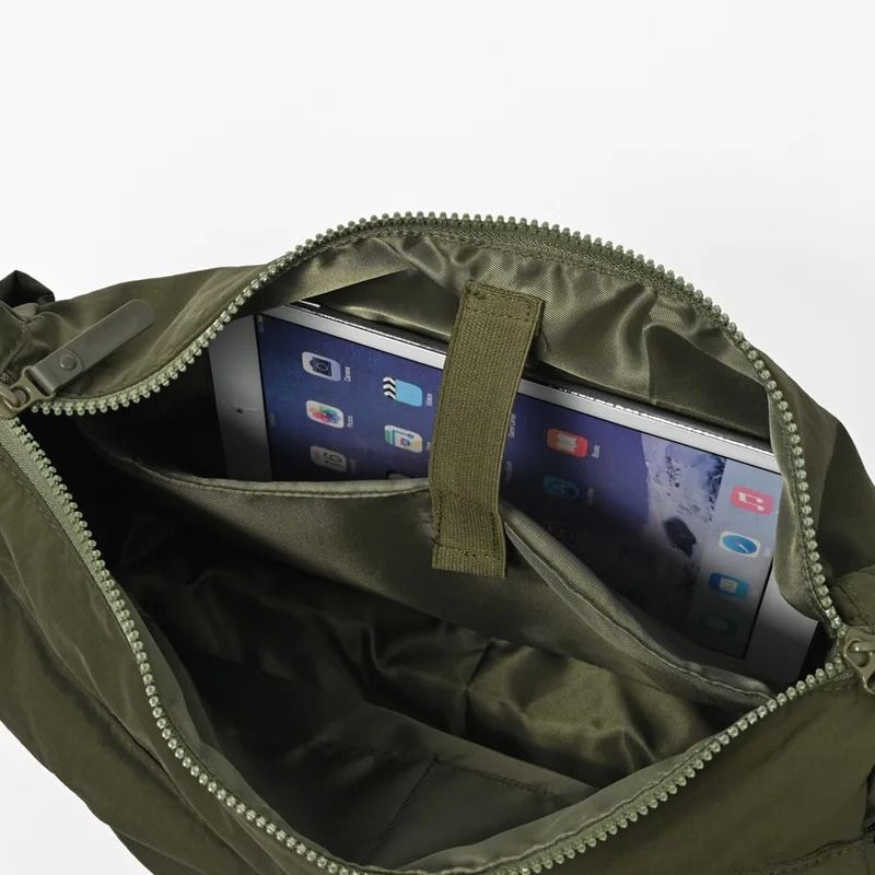 Unisex Nylon Tote Bag Lightweight Water Resistant Multi Pocket Shoulder Tote