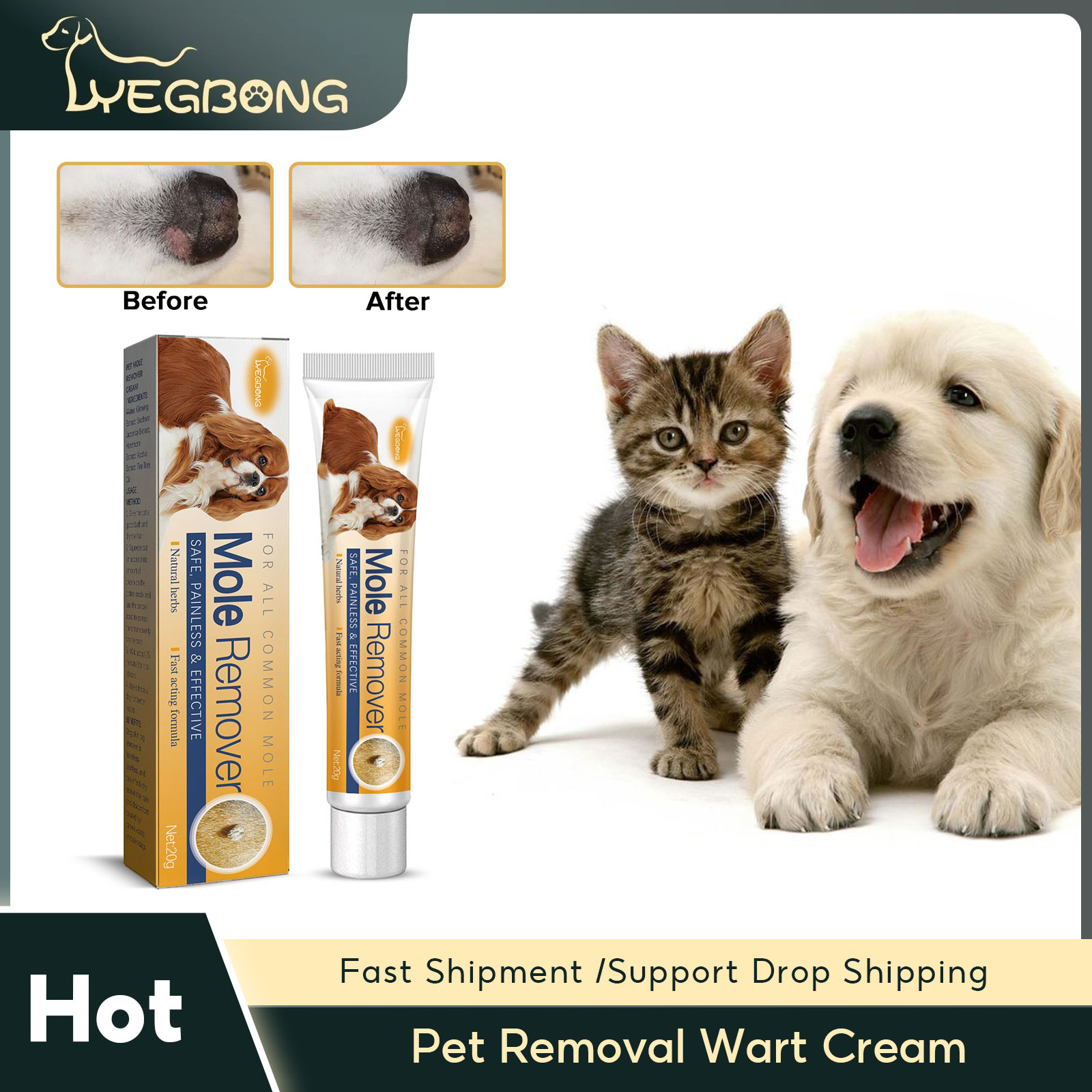 Dog Wart Remover Cream, Safe & Painless Removal of Moles, Warts, & Skin Tags
