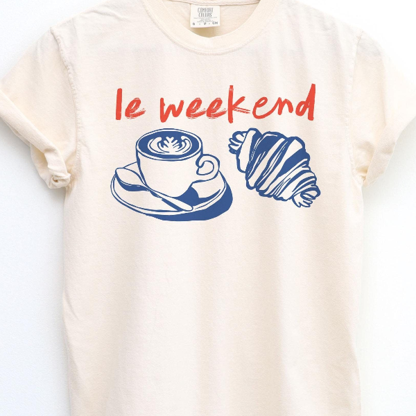Weekend Shirt, Coffee Tshirt, Croissant Shirt, French T Shirt, Weekending T-Shirt, Retro Graphic Tee, Vintage Aesthetic,