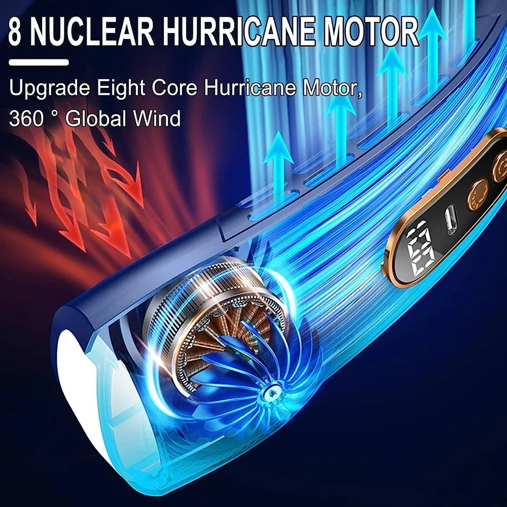 Portable Bladeless Neck Fan with Digital Display Rechargeable Neck Air Cooler for Ultimate Comfort