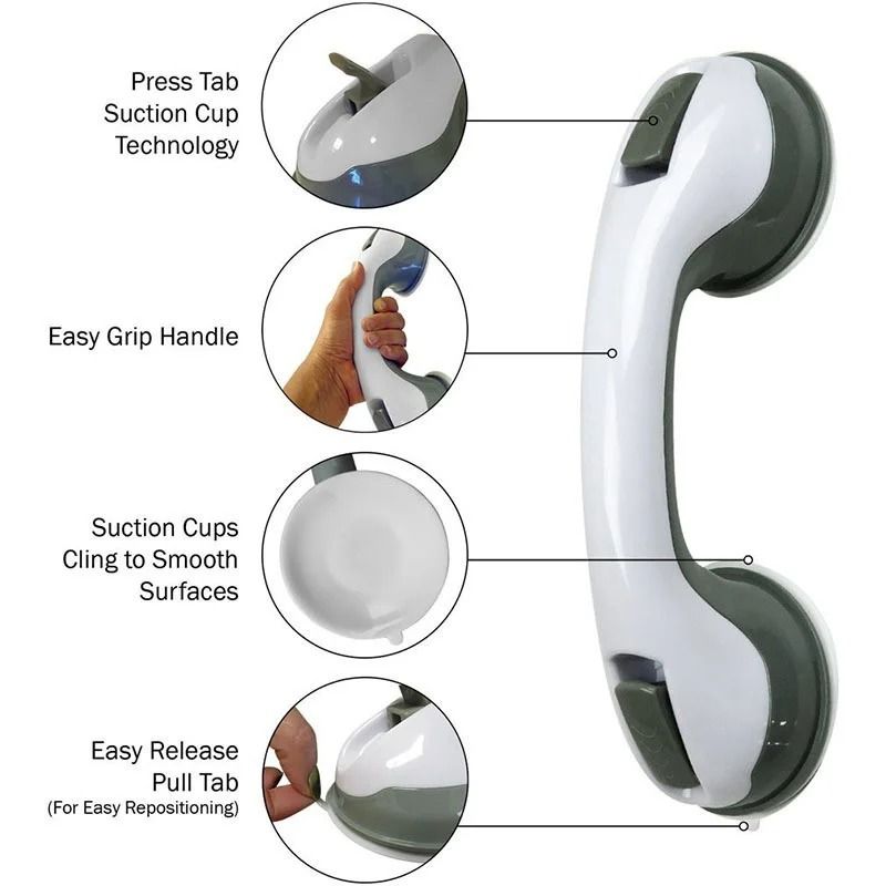 SecureHold Suction Shower Grab Bars 2 Pack Bathroom Safety Handles