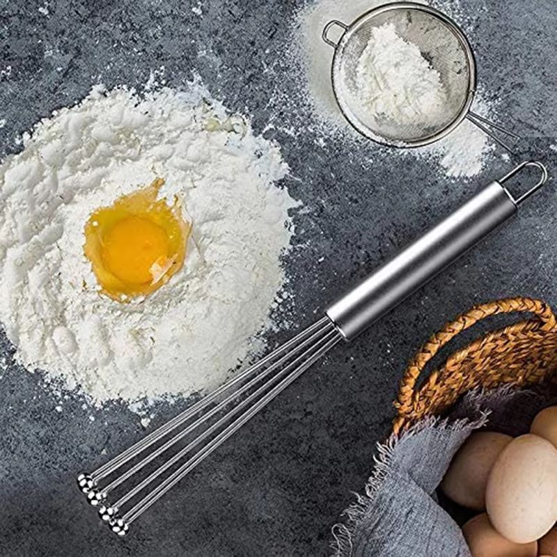 Stainless Steel Ball Whisk Manual Mixer Kitchen Wire Egg Whisk