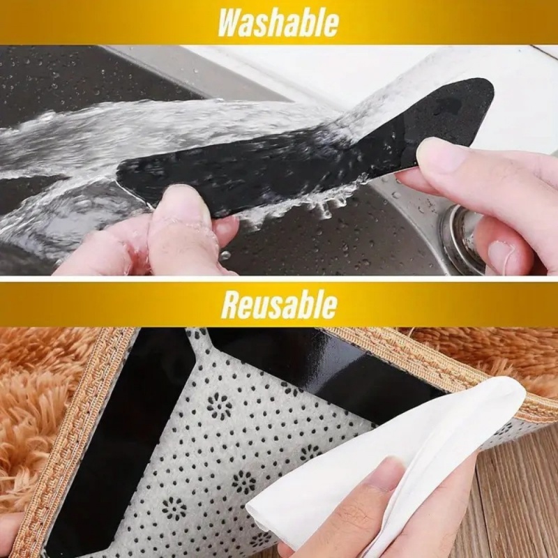 Reusable Carpet Non-slip Stickers, Washable Anti-slip Mat, Anti Curling Rug Pads, Corner Clip Fixed Grippers for Floor