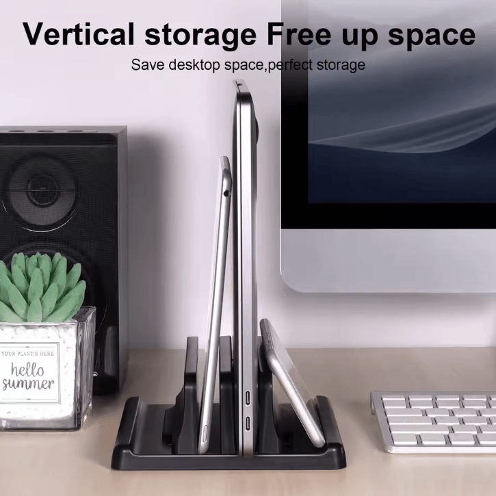 Adjustable Vertical Laptop Stand Holder Space-Saving 4 in 1 Desktop Dock