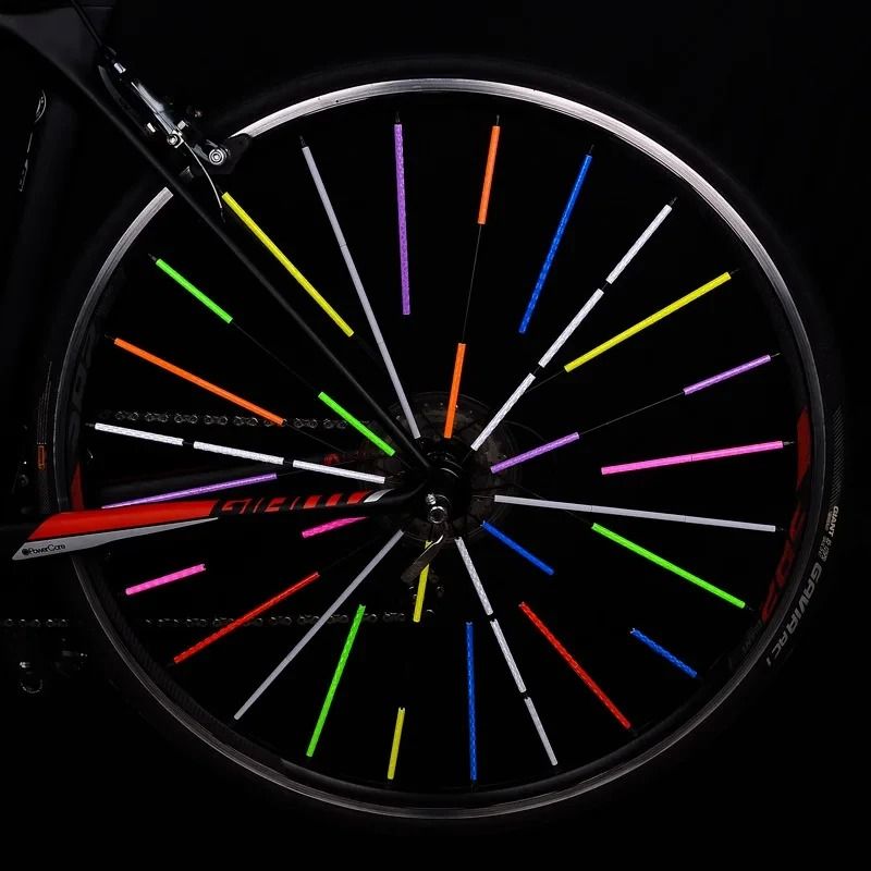 12-Piece Bicycle Spoke Reflective Strips | High-Visibility DIY Safety Reflector Kit for MTB & Road Wheels