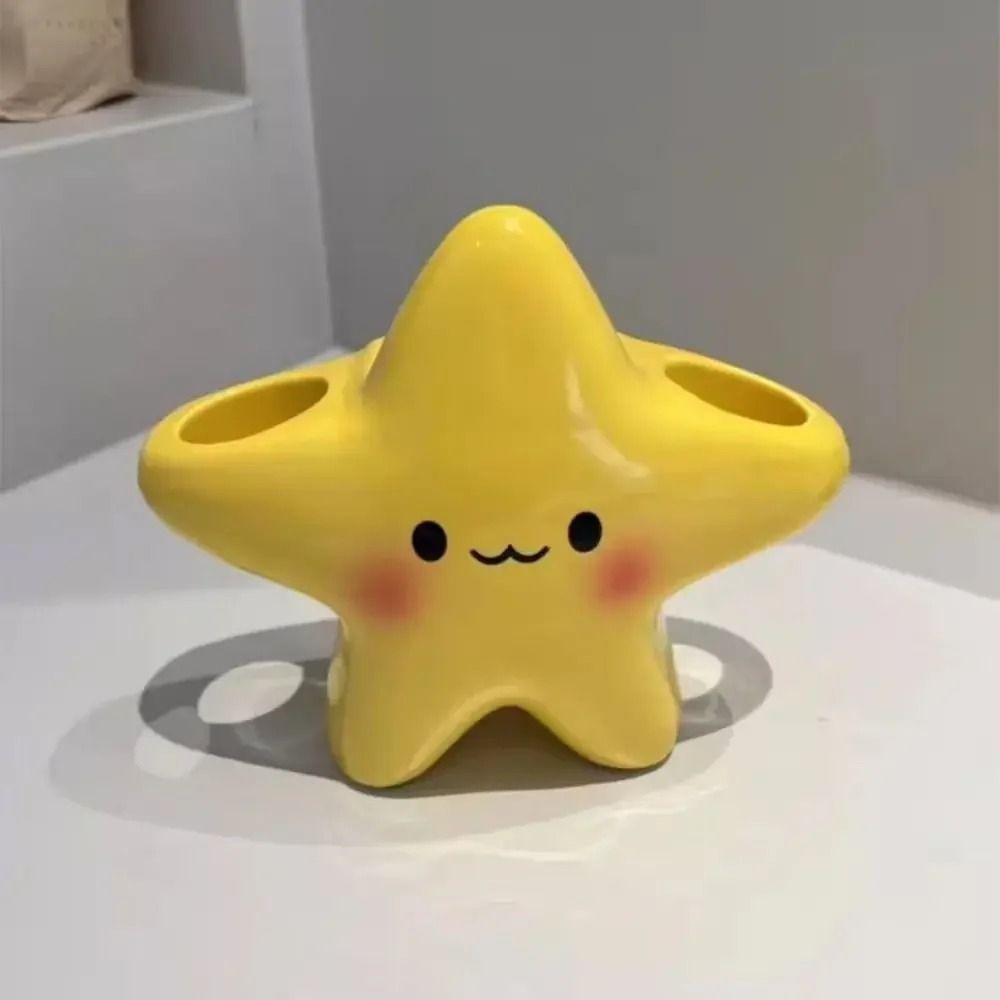 Cute Star Toothbrush Holder with Toothpaste Shelf Bathroom Organizer