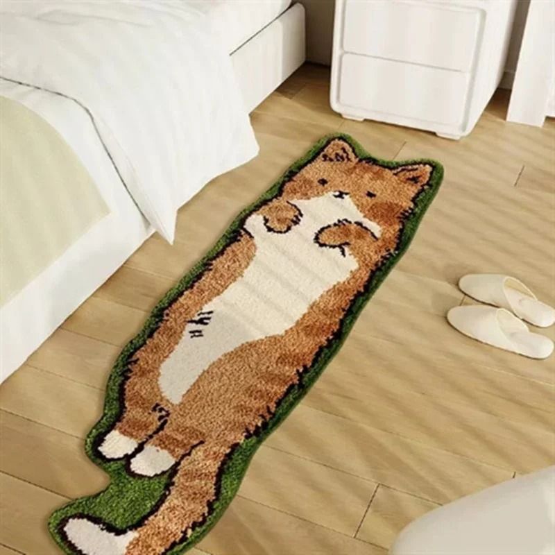 Non Slip Fluffy Round Floor Rug Nordic Cartoon Decor