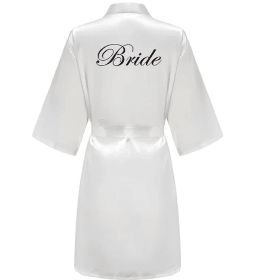 Personalized Satin Bridal Party Robe with Gold Lettering