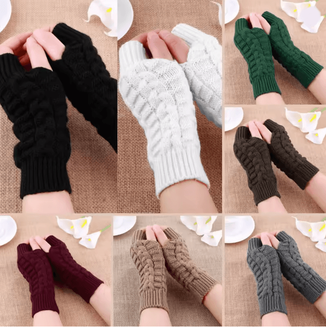 Chunky Knit Faux Wool Fingerless Gloves