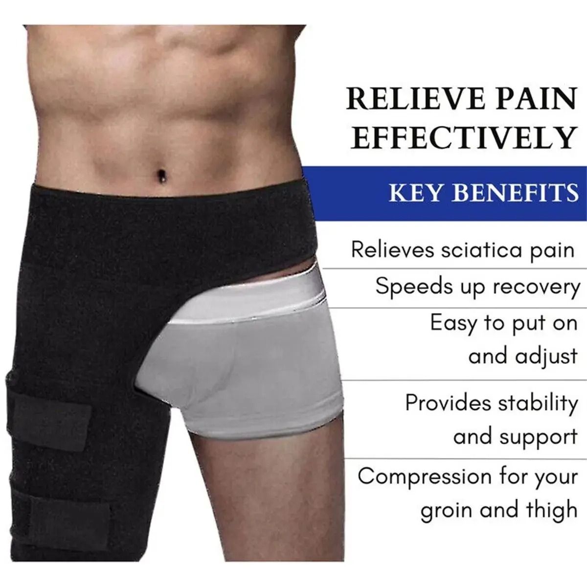 Hip Brace Thigh Compression Sleeve Hamstring and Groin Compression Support Wrap for Hip Pain Relief and Sciatica