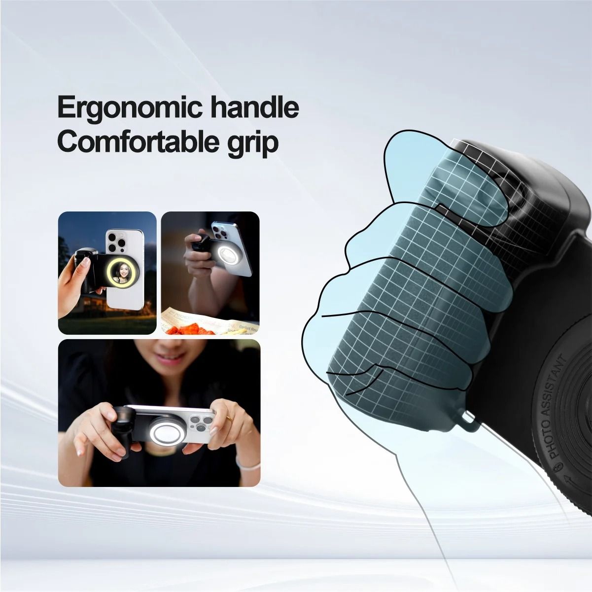 Magnetic Smartphone Camera Handle – Detachable 30M Bluetooth Remote with Fill Light – Anti-Shake Photo Bracket
