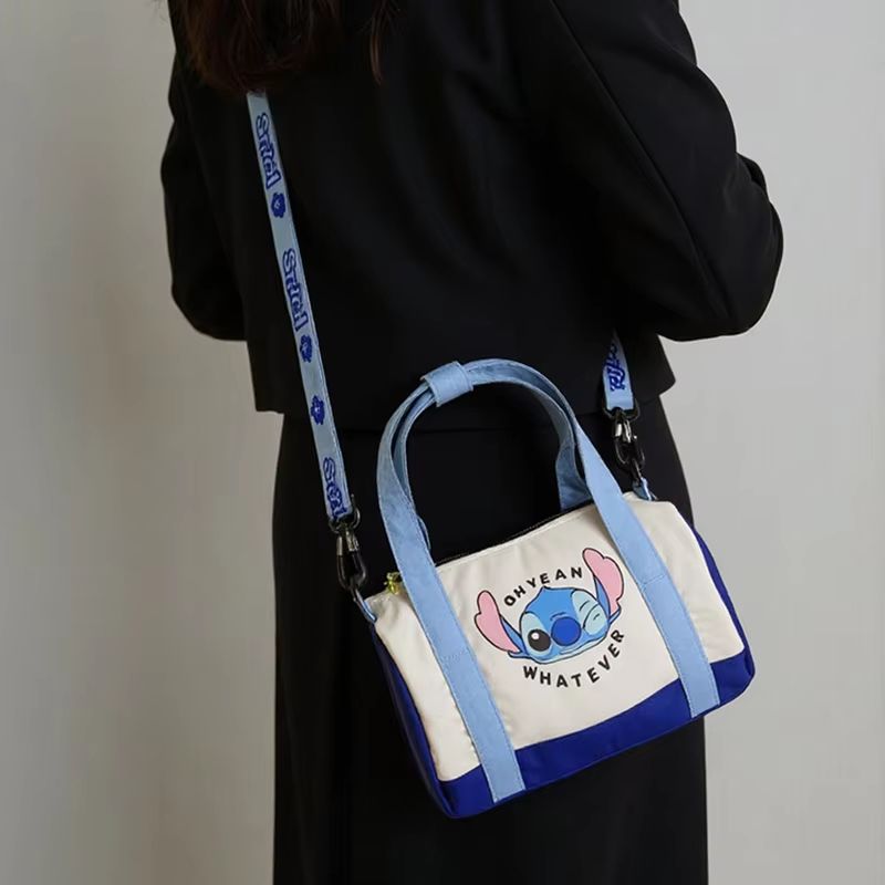 Cartoon Strawberry Bear Canvas Shoulder Bag – Casual Crossbody Tote for Women