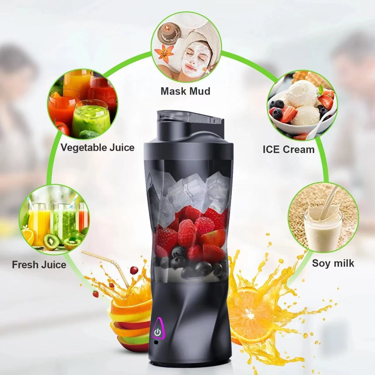 Portable Juicer Blender High-Speed Fruit Mixer Rechargeable USB Wireless Grinder Large Capacity