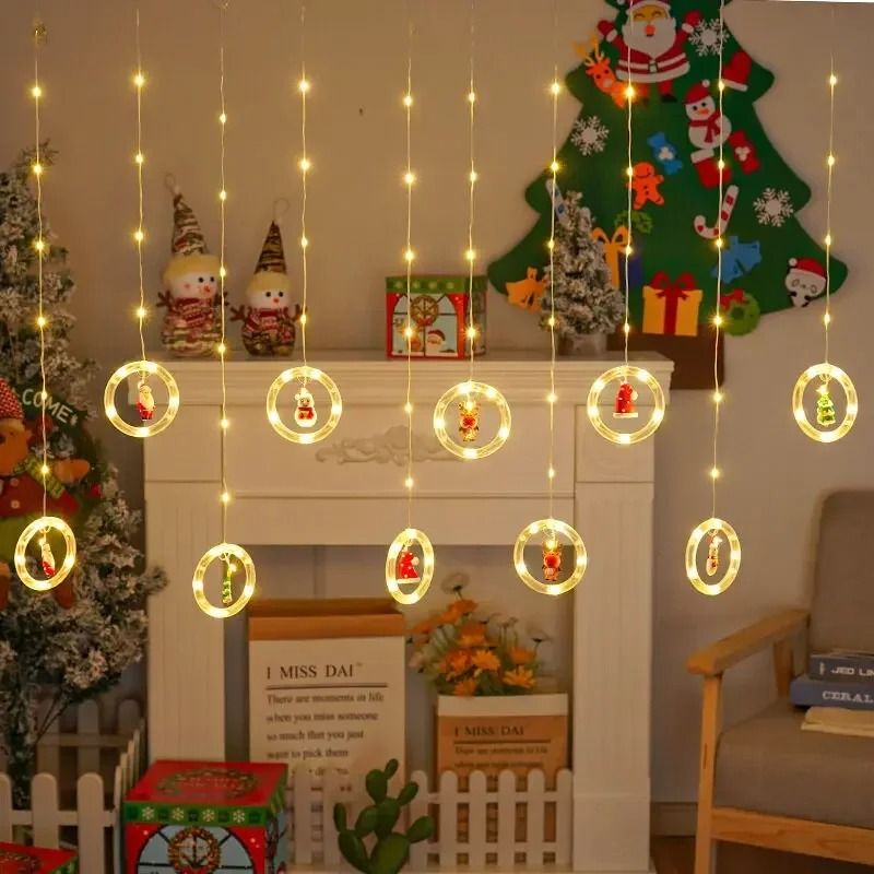 LED Round Curtain String Lights with Remote Control