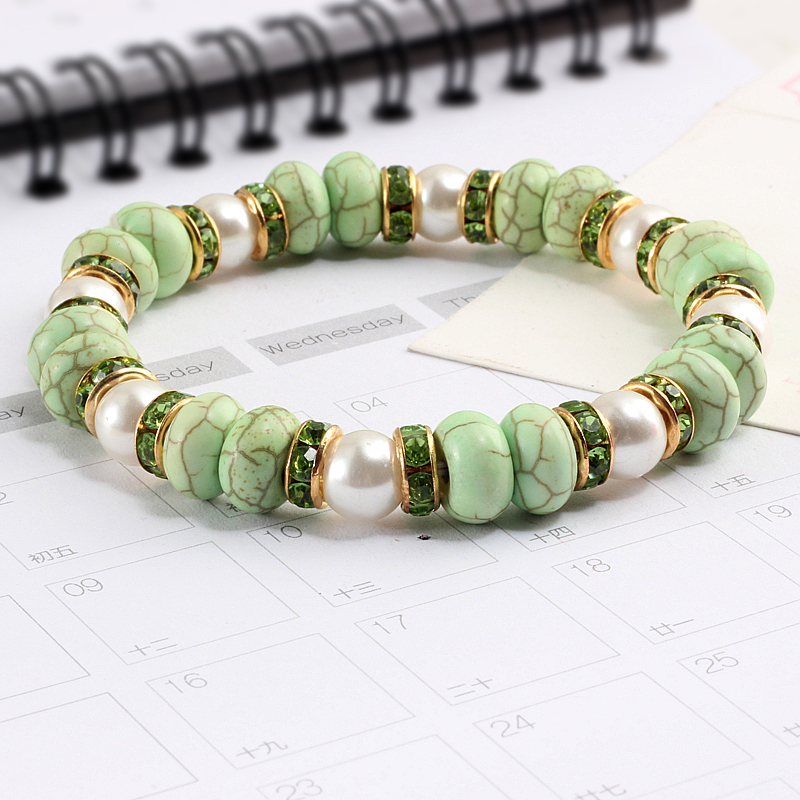 Natural Stone Beaded Circle Elastic Bracelets Bangles Charm Distance Bracelet Fashion Jewelry Men Women Couple Gift