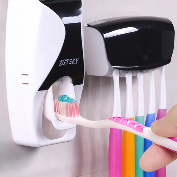 Bathroom Accessories, Automatic Toothpaste Dispenser, Wall Mount Toothbrush Holder, Dust-Proof Toothpaste Squeezer