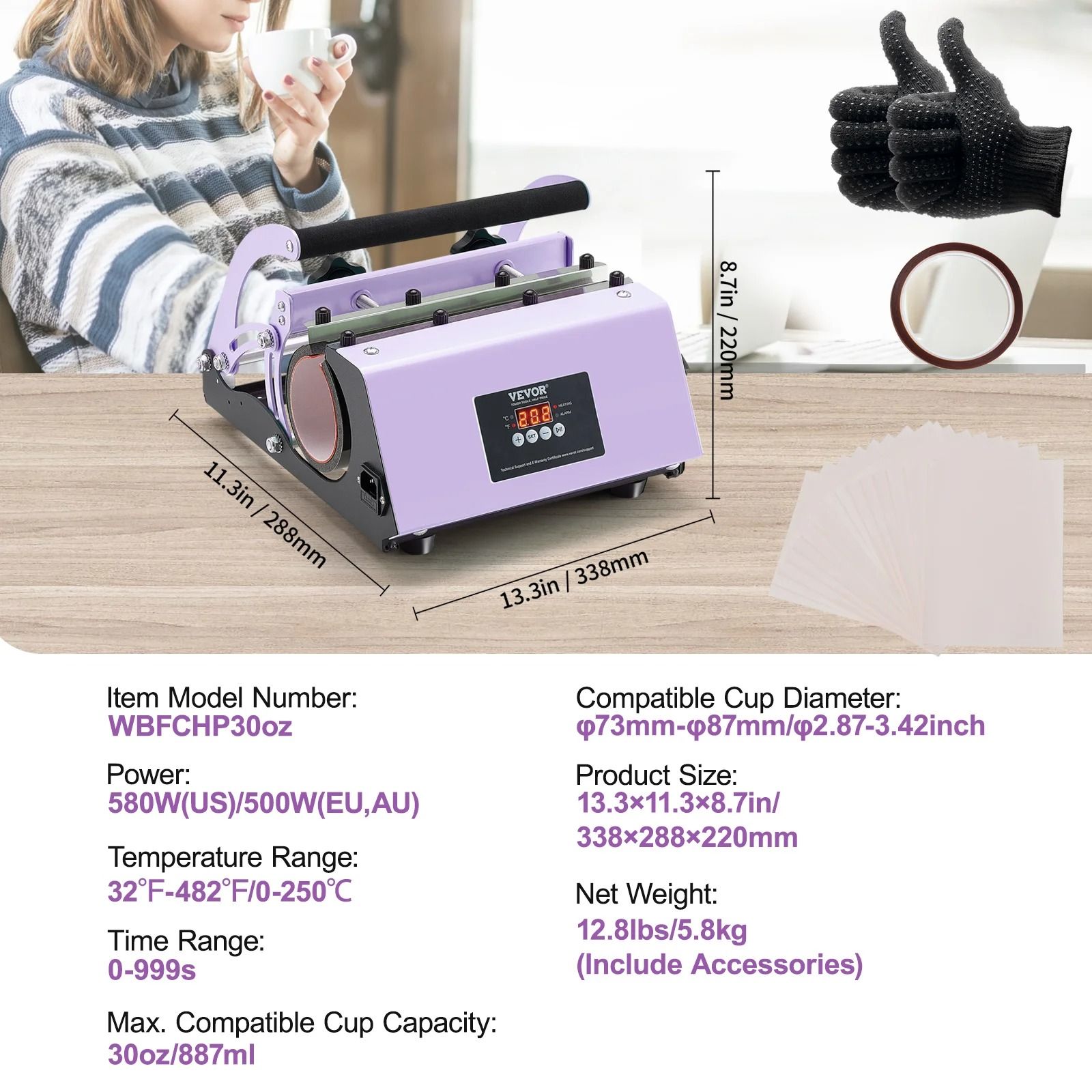 Professional Tumbler Heat Press Machine with Dual Station Heaters