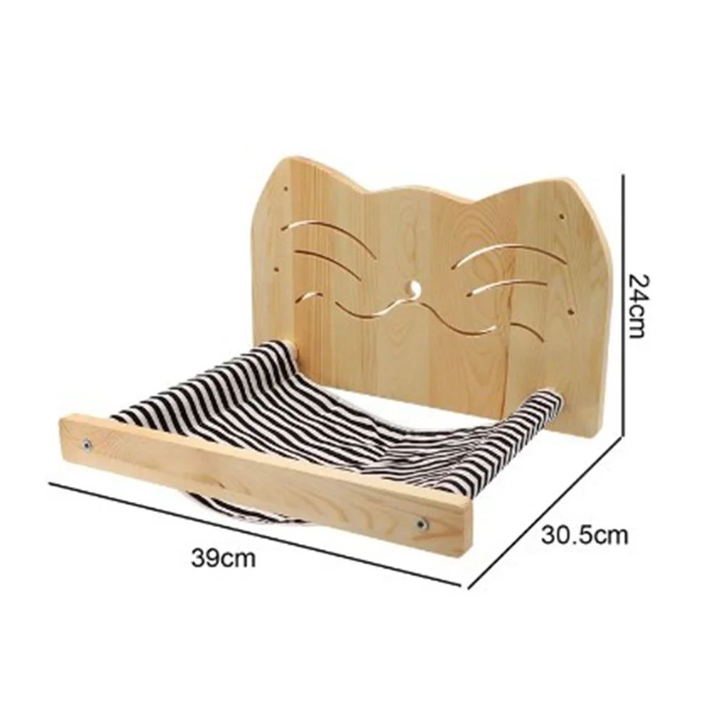 Wall Mounted Wooden Cat Climbing Hammock Set