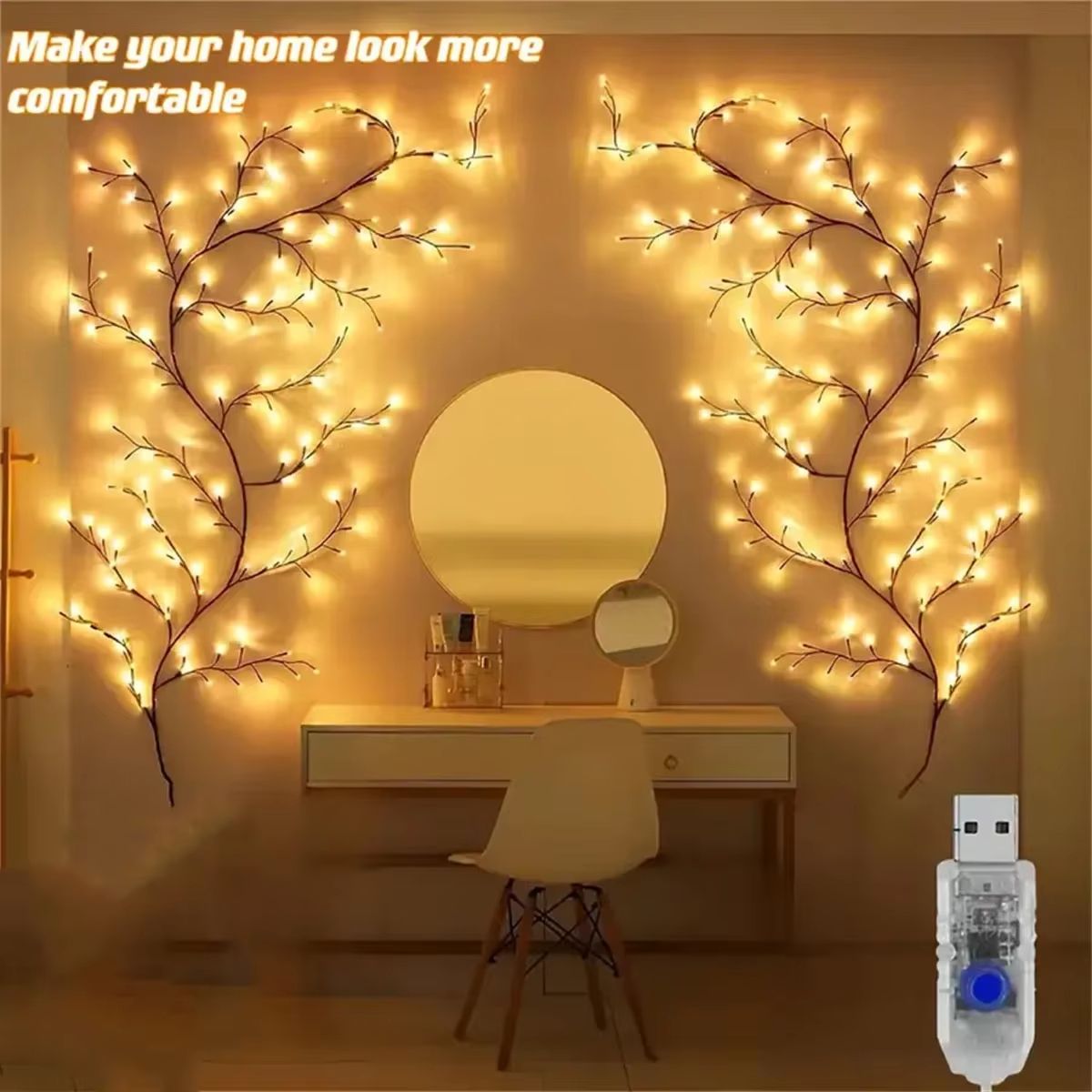 Bendable Willow Branch LED Lights 72 96 LED 8 Mode Vine Tree Decor
