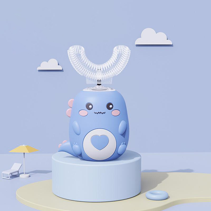 Smart Cartoon Kids Silicone Toothbrush, Children U-shaped Electric Toothbrush, Automatic Rechargeable Sonic Toothbrush