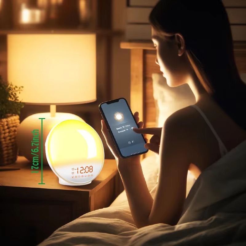 Smart Wake Up Light Alarm Clock with Bluetooth Speaker, APP Control, FM Radio, Natural Sounds and Nightlight