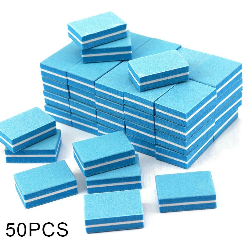Mini Nail File Blocks Double Sided Sponge Nail Buffer Set 50 Pack