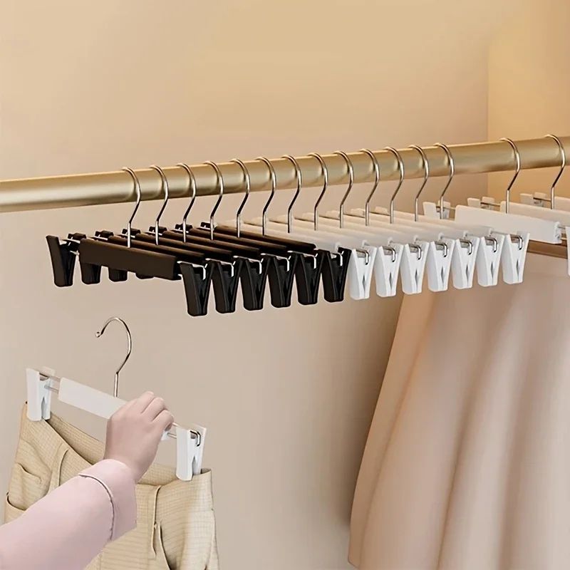 Adjustable Clip Pants & Skirt Hangers – Space-Saving Trouser & Garment Organizer