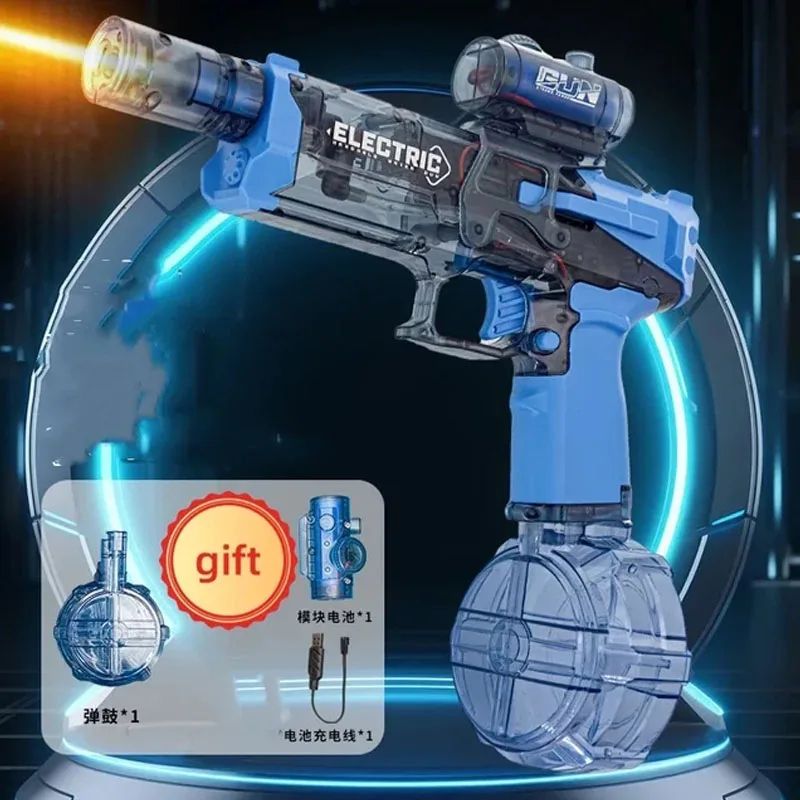 Electric Water Gun with LED Light – Rechargeable Automatic Water Blaster, High-Pressure Continuous Spray