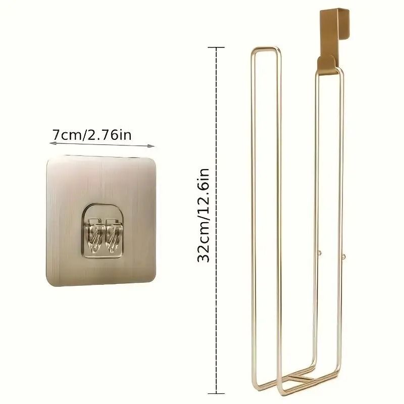 Self Adhesive Black Bathroom Toilet Paper Holder with Towel Bar No Drill Wall Mount