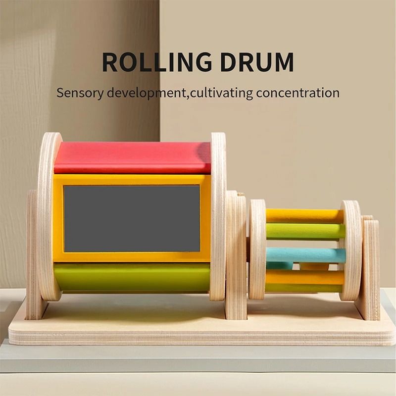 Baby Montessori Wooden Spinning Drum