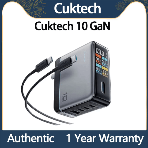 CUKTECH 10 Ultra 120W GaN USB-C Smart Power Adaptor with Display
