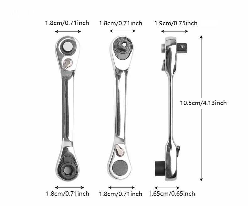 2-in-1 Compact Ratchet Wrench with Socket & Screwdriver Bits