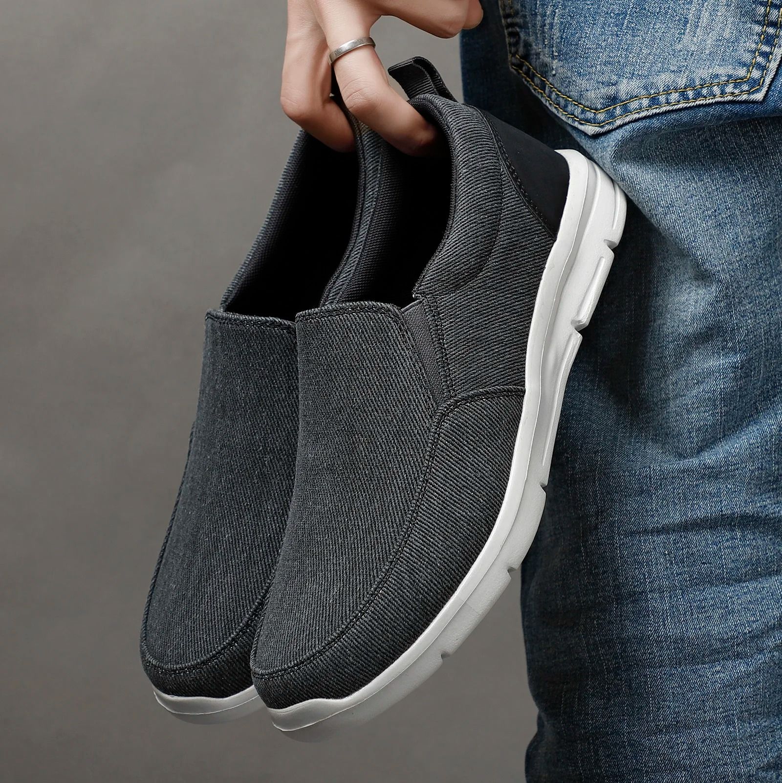 Mens Summer Canvas Slip On Sneakers Breathable Casual Loafers